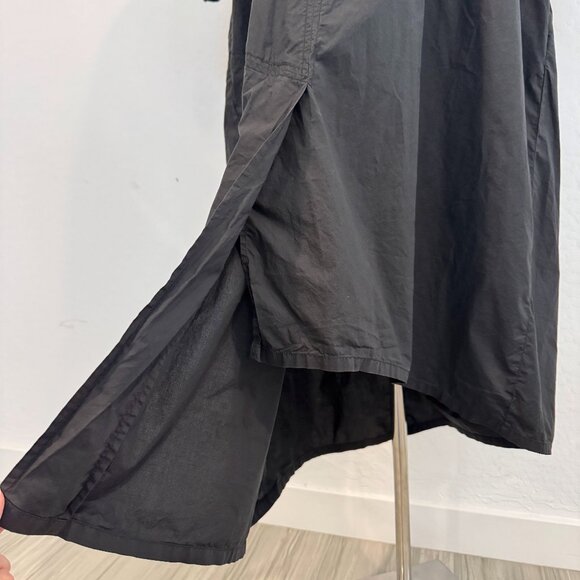 Apiece Apart Asymmetrical Hem Cotton Poplin Puff Sleeve Midi Dress Black 0 XS - Picture 3 of 9